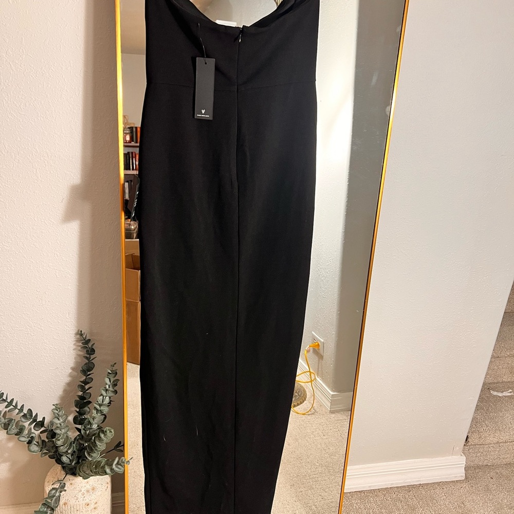 Lulus Black Slip Dress with Ruffle Detail - Picture 3 of 5